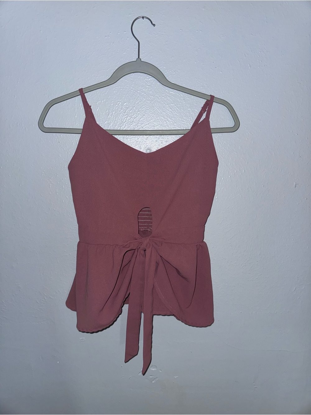 SHEIN Rose Mauve Tie-Front Peplum Cami